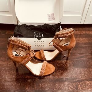 White House Black Market Tan Braided Heels